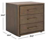 SAFAVIEH Couture Home Collection Rosey Brown 3-Drawer Wood Nightstand Table (Fully Assembled)