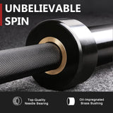 LIONSCOOL 7ft Olympic Barbell (Black E-coating, 1000LBS, No Center Knurl)