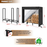 KYATE 4ft Firewood Rack Outdoor with Cover Fireplace Wood Storage Heavy Logs Stand Stacker Holder Strong Lumber Racks Outside for Courtyard Patio