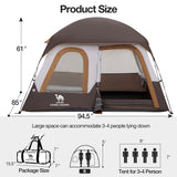 CAMEL CROWN 3/4 Person Tent Waterproof Lightweight Portable Backpacking Tent for Outdoor Camping Hiking