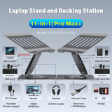 Adjustable Laptop Stand for Desk with Docking Station 11-in-1, Aluminum Laptop Riser with USB Hub