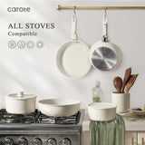 Pots and Pans Set Non Stick, Cookware Sets, 11pcs Kitchen Set, Oven/Fridge Safe | White CAROTE