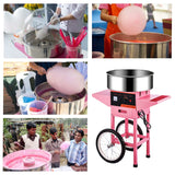 Commercial Cotton Candy Machine w/Cart Electric Cotton Candy Floss Maker - 110V for the Perfect Party Favor for Birthdays, School function, or Social Events.（Pink） (With wheels, Pink)