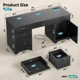 Office Desk with Lockable Drawers, Modern Computer Desk with File Drawer