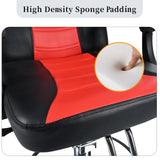 THINK 30 Classic Reclining Barber Chair, Salon Chair for Hair Stylist with Heavy Duty Hydraulic Pump, 360° Rotation, Tattoo Chair Shampoo Beauty Salon Equipment, Max Load Weight 330 Lbs, Red & Black