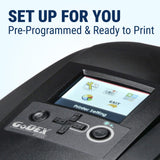 McAuley Labels Oil Change Sticker Printer Machine - Godex RT200i Next Service Reminder Stickers Printer System Set - Fully Programmed Package - Comes with 1000 Custom Oil Labels, Ribbon & Keyboard