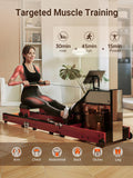KINGSMITH Magnetic/Water Row Machine 331LB Weight Capacity, Foldable Rowing Machine for Home with LED Monitor, App Supported, Tablet Holder and Comfortable Seat, Water Rower for Home Exercise Red Oak