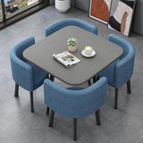 4 Person Square Table and Chair Set for Kitchen Dining Room, Office Reception, Small Conference & Negotiation Club (Blue)