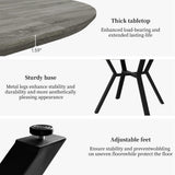 Round Dining Table Set for 6 People, 43.3"-59.1" Extendable Kitchen Table with 6 Upholstered Chairs
