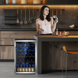 Electactic Wine Cooler 37 Bottle Freestanding Fridge with Stainless Steel Reversible Glass Door for Home Kitchen Bar, 4.5 Cu.ft Silver