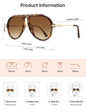 SOJOS Retro Oversized 70s Aviator SunglassesWomen Men SJ2693 Tortoise Brown