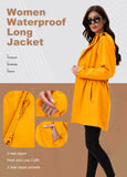 ATLASLAVA Rain Jacket Women Waterproof Long Raincoat Hood Lightweight Windbreaker Outdoor Coat ORANGE XL