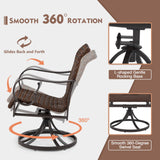 MELLCOM Patio Wicker Swivel Chair Set of 8, Heavy Duty Outdoor Dining Chair with 23.5'' High Back, Extra-Large Water-Fall Seat, Rattan Porch Gentle Rocker for Outside, Backyard, Garden