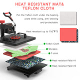 Heat Press Machine 5 in 1 Combo Heat Press 15 x 15 Inch Heat Transfer Machine 360-Degree Swing Away Digital Shirt Printing Multi