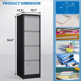 BYNSOE 4 Drawer File Cabinet with Lock Metal Vertical Filing Cabinet Office Home Lateral File Cabinet for A4 Legal/Letter Size,Assembly Required