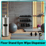 Zonon Stainless Steel Floor Stand Wipe Dispenser with High Capacity Built-in Trash Can Fits Wipes on Rolls 36" Weighted Floor Stand Wet Wipes Holder for Gym School Office Home Commercial(Silver)