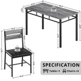 Dining Table Set for 4, Wood Kitchen Table with Upholstered Chairs for Kitchen Room and Small Spaces