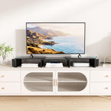 AUPSEN Dual Monitor Stand Riser with 2 Pen Holders, Desk Organizer, Black