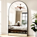 Easly 46"x76" Extra Large Arched Full Length Mirror - Leaning Mirror Arch Wall-Mounted Mirrors - Aluminum Alloy Frame Modern Simple Home Decor - for Living Room Bedroom Cloakroom