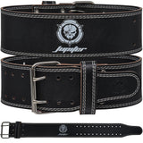 Weight lifting Belt (6mm Thick) - Genuine leather, offering back support. Double-pronged buckle, ideal for weightlifting, powerlifting, squats and deadlifts(White M)