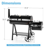 GREEN PARTY Offset Smoker Charcoal Grills with 37 Inch Cook Chamber, Barrel Smoker and Charcoal Grill Combo, 941 Sq. In. Space Barrel Smoker Grill for Outdoor BBQ Patio Backyard Cooking