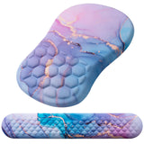 Mouse Pad Wrist Support, Laokiiy 2 in1 Keyboard Wrist Rest+ Ergonomic Mouse Pad, Non-Slip Wrist Rest for Computer Keyboard, Made Easy Typing & Relieve Wrist Pain(Blue Pink Marble)