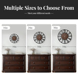 Cuspin 30 Inch Large Wall Clock, Black Metal Decorative Wall Clock with Wood Center Dial, Silent Non Ticking Battery Operated Arabic Numeral Round Wall Clock for Living Room, Bedroom, Kitchen, Office