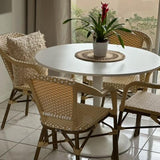 PURPLE LEAF French Bistro Chairs with Arms Set of 2, Bamboo Finish, Yellow
