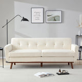 Kingfun 77.2" W Loveseat Sofa, Mid Century Modern Decor Love Seat Couches for Living Room, Button Tufted Upholstered Furniture, Solid & Easy to Install Small Couch for Bedroom Office Apartment, Beige