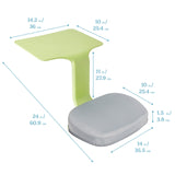 ECR4Kids The Surf Portable Lap Desk with Cushion, Flexible Seating, Green