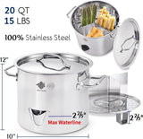 ARC 20QT Stainless Steel Steamer Pot Set, 55,000BTU Stainless Steel Portable Propane Burner for Seafood Crab,Vegetable,Vaporeras para Tamale Steaming, w/Easy-fill Water Spout, Divider and Steamer Rack,Outdoor Cooking