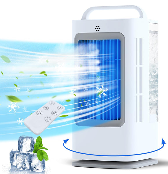 Portable Air Conditioners, 1700ml Evaporative Air Cooler with Remote, 120° Oscillating Mini Air Conditioner Portable with 3 Speeds XAMATTS