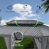 Domi 10'X12' Gazebo, Hardtop Gazebo for Patio with Drainage System, Gray