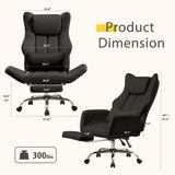 Cross Legged Office Chair with Footrest,Big and Tall Leather Executive Chair with Reversible Armrest