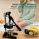 XYJBHB Commercial Heavy Duty Manual Citrus Juicer Press - Professional Cast Iron Hand Orange Squeezer with 304 Stainless Steel Strainer & Cup - Fruit Extractor for Pomegranate, Lemon, Lime - Black