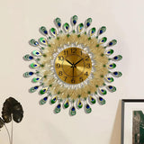 Peacock Wall Clock, 3D Large Creative Metal Decorative Silent Clock, Elegant Non-Ticking Luxury Art Hanging Clock for Living Room Bedroom Home Office Decor for Housewarming Family Art Lovers,Dia 20 in