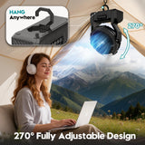 XZK Camping Fan, 20000mAh Rechargeable Battery Powered Fan with LED Lantern, Cordless Portable Tent Fan with Hanging Hook, 4 Speeds 2 Brightness Levels for Home Desk Outdoor - Black