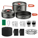 Sportneer Camping Cookware Set, 18Pcs Non-Stick Lightweight Pots, Pan, Kettle with Stainless Steel Cups, Plates, Forks, Knives & Spoons for Camping, Backpacking, Hiking, Outdoor Cooking & Picnic
