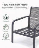 YURDAFY 4-Piece Aluminum Patio Furniture Set with Loveseat, 2 Chairs and Coffee Table, Outdoor Conversation Set with Thick Cushions for Backyard and Porch, Gray