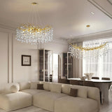 kvtinmty Modern Crystal Chandeliers for Dining Room Over Table, 40" Round Gold Tree Branche Chandelier, Large Crystal Chandelier for Living Room,High Ceiling,Foyer,Entryway,Kitchen Island,Staircase