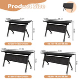 Flip Top Mobile Conference Table, Modular Rectangular & Fan-Shaped, Black Brown White, for Office Classroom Training