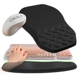 Gleamtide 2-in-1 Ergonomic Set, Wave Keyboard Wrist Rest and Massage Slope Mouse Pad Wrist Support, Rebound Memory Foam for Relieve Carpal Tunnel Syndrome and Wrist Pain (Black)