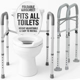 Vive Toilet Safety Rail - Medical Chair for Handicapped & Seniors - Folding Bathroom Frame w/Handles, Arms for Elderly, Disabled - Standalone Grab Bar - Seat Assistance Support Stand Up Assist