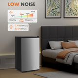 Sweetcrispy 3.2 Cu.Ft Mini Fridge with Freezer Small Refrigerator Single Door Adjustable Thermostat Energy-efficient Low Noise, Compact Fridge for Bedroom, Office, Dorm (Silver Door)