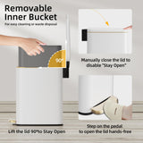 KUK Slim Bathroom Trash Can with Lid, 1.6 Gal / 6L Stainless Steel Small Garbage Bin with Detachable Inner Bucket