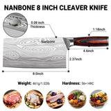 Nanbone Meat Cleaver Knife Ultra Sharp Kitchen Knife 8 Inch, High Carbon Stainless Steel Butcher Knife with Wooden Handle, Chinese Cleaver for Meat Cutting Vegetable Slicing Perfect Birthday Gifts