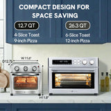 VAL CUCINA 6-in-1 Air Fryer Toaster Oven Combo, Compact 12.7 QT Small Countertop Convection Oven, Fits 9" Pizza & 4 Toast, Hexagon Hybrid Heating, Enamel Baking Pan
