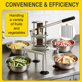 Commercial Heavy Duty French Fry Cutter, Stainless Steel Potato Slicer with 1/2" & 3/8" 2 Blades, Strong Suction Manual Vegetable Cutter for Restaurant, Food Truck, Home Commercial Kitchen