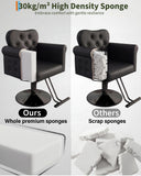 Salon Chair for Hair Stylist, Barber Hair Styling Chair with Height Adjustable Hydraulic Pump, 360 Degrees Swivel with Lock, High-Density Foam & PU Leather for Beauty, Max Load Weight 330 Lbs- Black