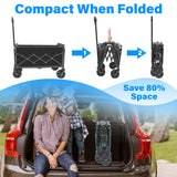 Wagons Carts Foldable - Collapsible Wagon Cart with Wheels Foldable - Utility Folding Wagon Cart for Sports Camping Grocery, Black